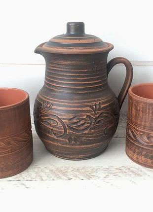 Набір глечик кухонний 1,5 л і 2 склянки 380 мл