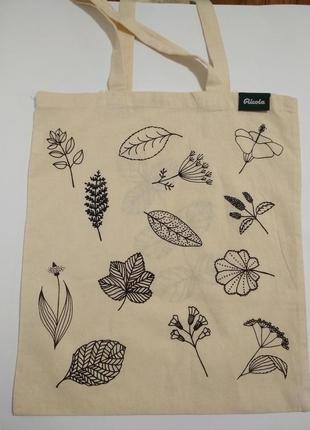 Стильна бавовняна екосумка авоська екосумки в квітковий принт котонові сумка шопер7 фото