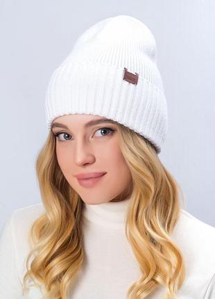 Шапка вязаная тёплая 305 "роуз" в разных расцветках