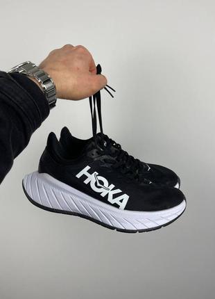 Кросівки hoka one carbon x white black чорні жіночі / чоловічі