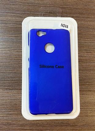 Оригінальний чохол silicone case на телефон huawei nova синього кольору4 фото