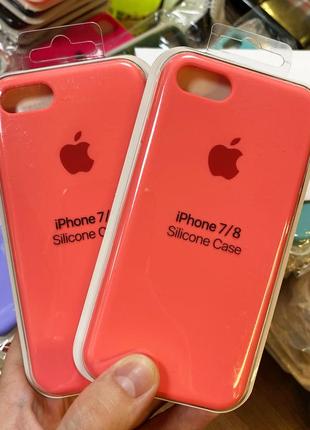 Оригинальный чехол silicone case на iphone 7 светло-розового цвета