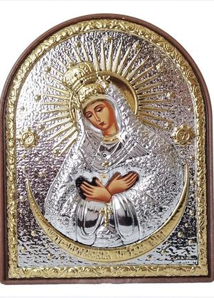 Грецька ікона silver axion божа матір остробрамська ep-067pag/p ep3 9x11 см