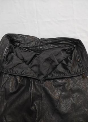 Стильная винтажная миди юбка из натуральной кожи4 фото