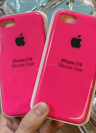 Оригинальный чехол silicone case на iphone 7 малинового цвета