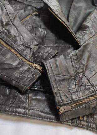 Стильная винтажная оверсайз куртка косуха из натуральной кожи4 фото
