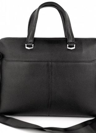 Чоловіча шкіряна сумка портфель для ноутбука tiding bag n15419 чорна