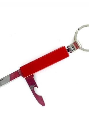 Нож-брелок с перочинным ножом красный (2 в 1)(9,5х3х1см)