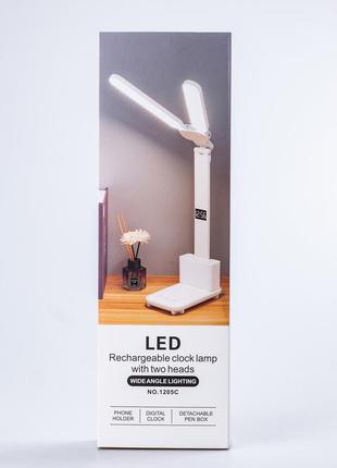 Лампа настольная светодиодная светильник с usb зарядкой настольная лампа с часами9 фото