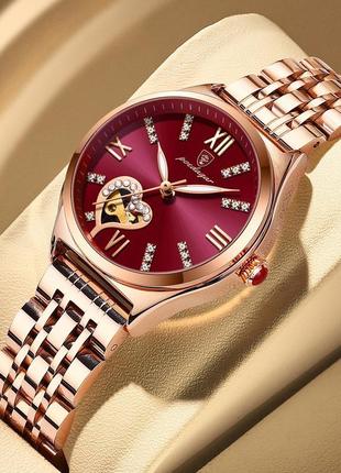 Класичний жіночий годинник зі сталевим ремінцем — poedagar present red