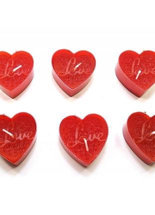 Свічки "сердечка love" (6 шт) червоні (14,5х10х2 см)