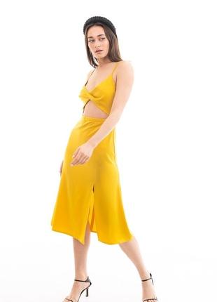 Шовкова сукня комбінація із вирізом на талії2 фото