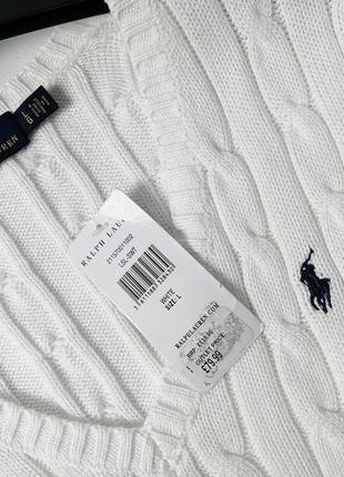 Брендовый белый хлопковый свитер polo ralph lauren3 фото