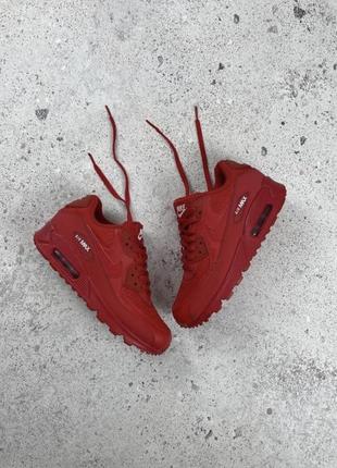 Nike air max 90 triple red женские кроссовки оригинал