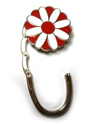 Сумкотримач для жіночої сумочки "квітка-замок червоно-білий" (6х4х1,5 см)1 фото
