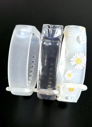 Комплект силиконовых ремешков mrk для фитнес браслета xiaomi mi band 3/4 white camomile (mrk2664)2 фото