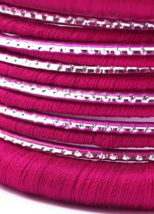 Комплект из 13 браслетов кольцо в ткани малиновый bm3 фото