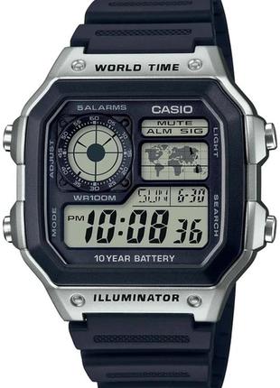 Чоловічий годинник casio ae-1200wh-1cvef, срібний з чорним1 фото