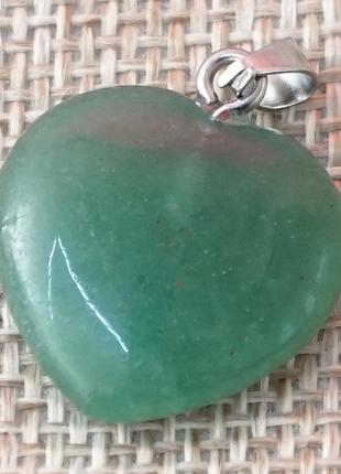 Кулон кам'яний серце зелений авантюрин bm