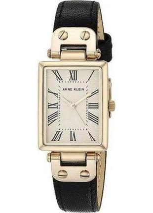 Женские часы anne klein ak/3752crbk, золото с черным ремешком