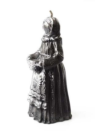 Свічка ритуальна берегиня чорна зі сріблом bm2 фото