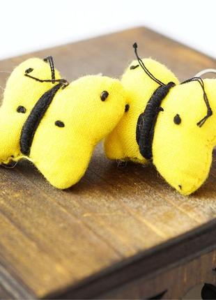 Сережки ганчірні метелики жовті bm