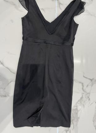 Женское платье из черного атласа4 фото