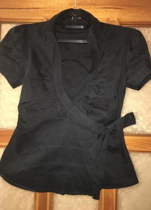 Стильная чёрная блузка,рубашка на запах,деловой стиль,h&m