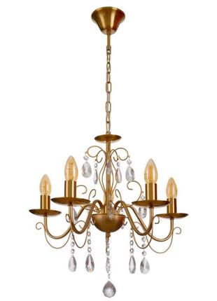 Подвесная металлическая люстра с хрустальными подвесами brille под пять ламп e14 ip20 bcl-734s/5