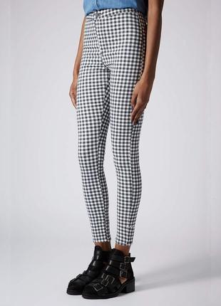 Клетчатые джинсы джони topshop moto joni gingham jeans w30 l322 фото