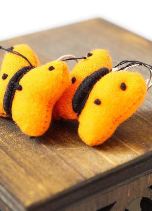 Серьги тряпичные бабочки оранжевые bm1 фото