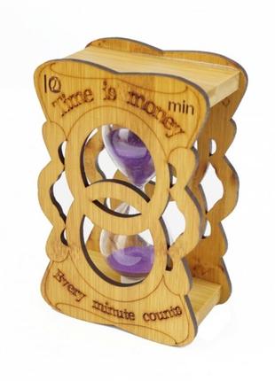 Пісочний годинник "нескінченність" бамбук 10 хвилин бузковий пісок