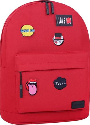 Молодежный красный рюкзак с патчами на липучках bagland w/r 17 л текстильный 148 (00533662 ш)