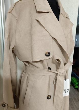 Zara тренч плащ зі штучної замші трендовий базовий оверсайз4 фото