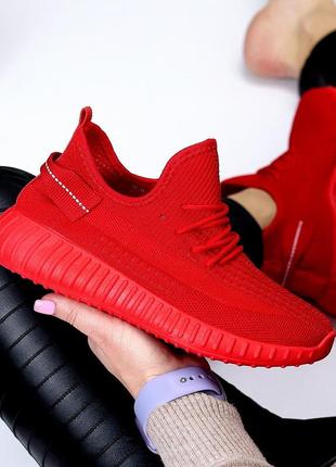 Кросівки в сітку текстильні зручні легкі на кожен день червоні9 фото