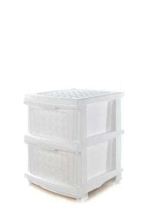 Комод універсальний пластиковий білий r-plastic "компакт плюс", на 2 ящики, білого кольору, для домашнього використання1 фото