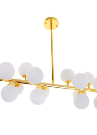 Потолочная металлическая люстра brille золотистого цвета с шестнадцатью белыми плафонами под цоколь g4 ip20