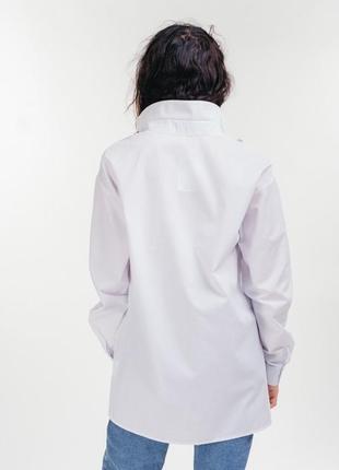 Женская рубашка oversize белая с имитацией топа серо-мятного цвета3 фото