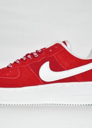 Замшевые женские кроссовки nike af-1 красные3 фото