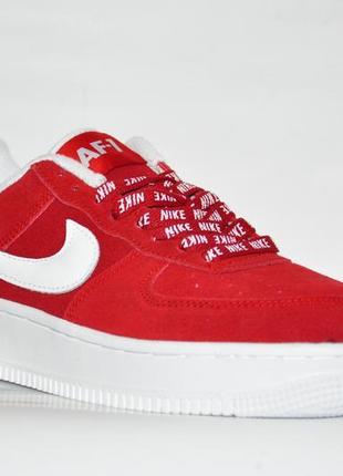 Замшевые женские кроссовки nike af-1 красные4 фото