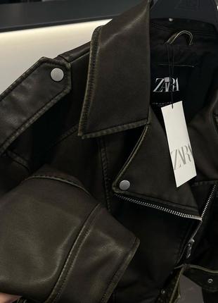 Оригинальный❗️в наличии❗️шикарная куртка косуха zara, винтаж, винтажный эффект, байкерская кожанка5 фото