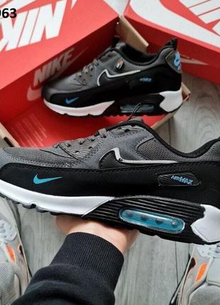 Кроссовки nike air max 90 sur plus классические и спортивные аир макс 90 серые с голубым6 фото