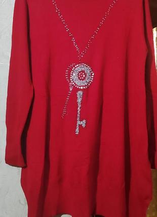 Туника женская, трапеция, со стразами, размер л, хл