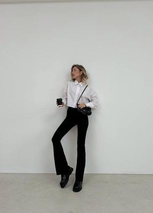 Базові теплі штани-легінси кльош в рубчик 🔥1 фото