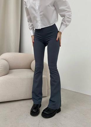 Базові теплі штани-легінси кльош в рубчик 🔥5 фото