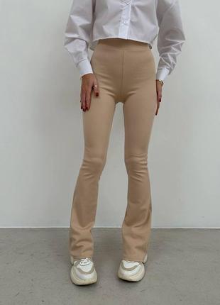 Базові теплі штани-легінси кльош в рубчик 🔥7 фото