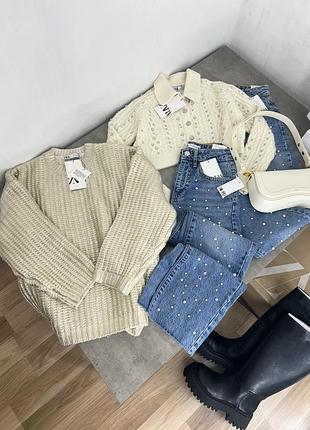 Популярный металлизированный свитер zara