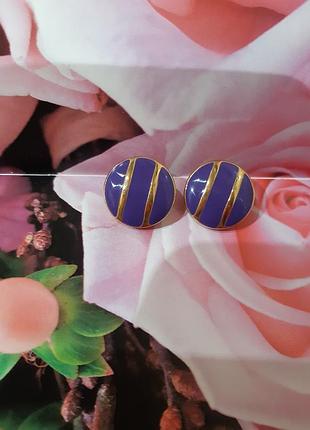 Клипсы сиреневые эмаль позолота, американский винтаж идеальное состояние