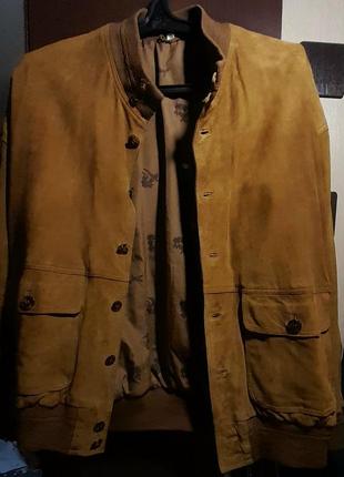 Шикарная замшевая куртка бомбер, кожаная винтажная куртка4 фото