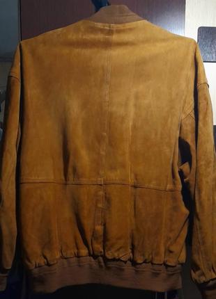Шикарная замшевая куртка бомбер, кожаная винтажная куртка3 фото